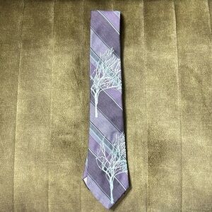 Vintage purple, grey and silver up cycled art tree tie